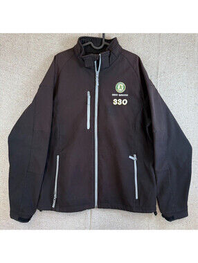 Mens Sz Large Oakland A's Black Full Zip Jacket Windbreaker CLIQUE